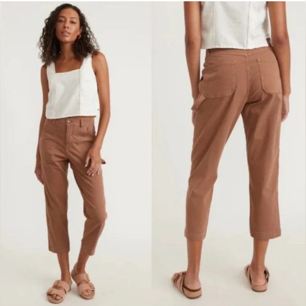 Marine Layer Maya Washed Amber Brown Slim Straight Utility Pants Size 4